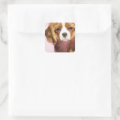 Female Puppy King Charles Spanel Square Sticker (Tasche)