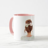 Female Redhead Pink Bow Tasse (Vorderseite Links)