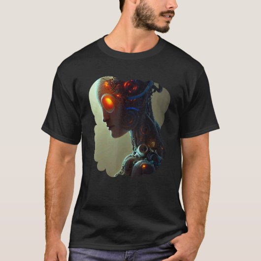 Female Robot Sci Fi Cyborg Unique Futuristic Digit T-Shirt (Vorderseite)