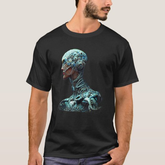 Female Robot Sci Fi Cyborg Unique Futuristic Digit T-Shirt (Vorderseite)