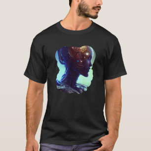 Female Robot Sci Fi Cyborg Unique Futuristic Digit T-Shirt