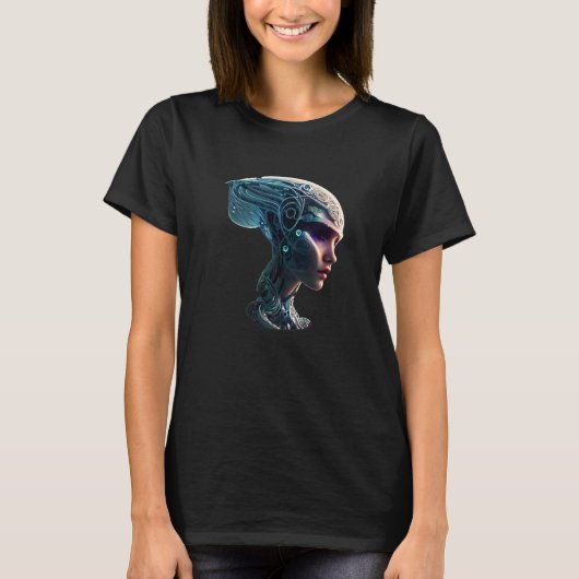 Female Robot Sci Fi Cyborg Unique Futuristic Digit T-Shirt (Vorderseite)