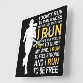 Female Runner Girl Women I Don't Run To Win Races Quadratische Wanduhr (Winkel)