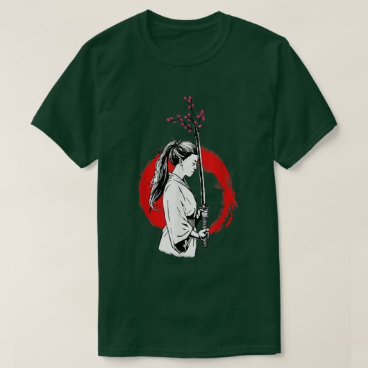 Female Samurai with a Sakura sword (2) T-Shirt (Design vorne)