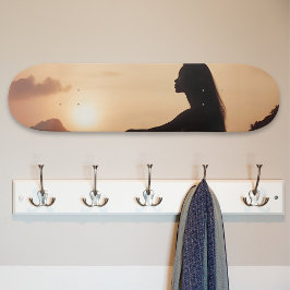 Female Silhouette at Sunset Skateboard