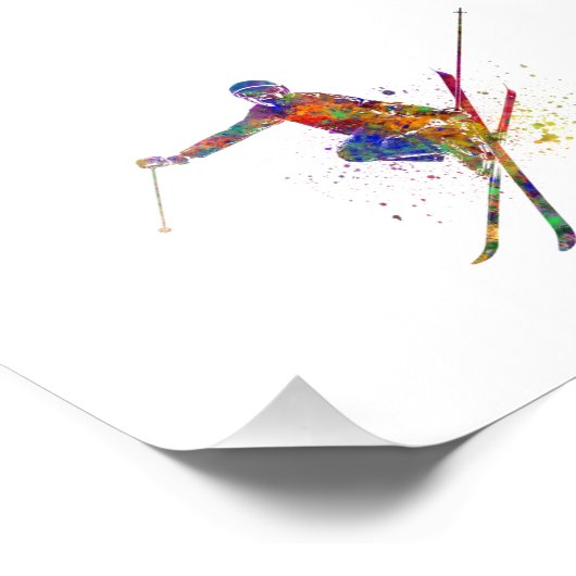 Female skier in watercolor fotodruck (Ecke)