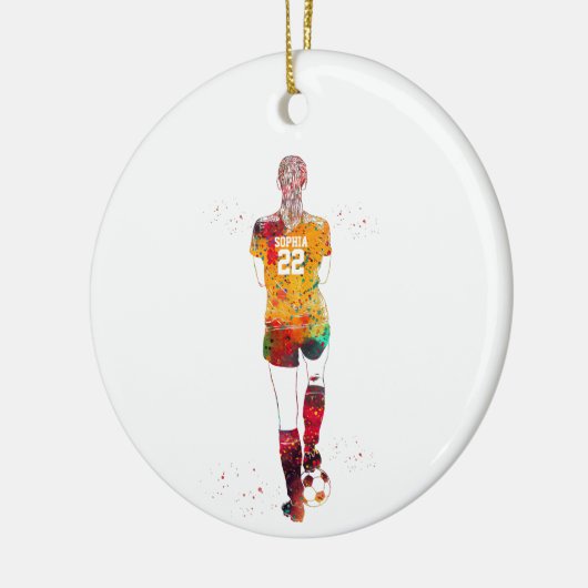 Female Soccer Player Keramik Ornament (Links)