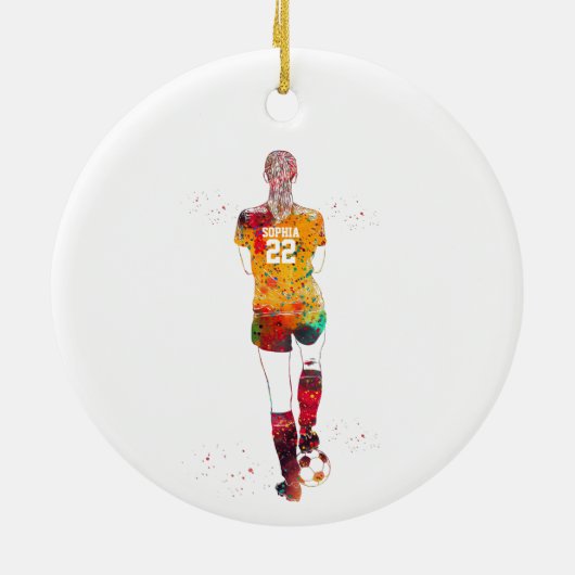 Female Soccer Player Keramik Ornament (Hinten)