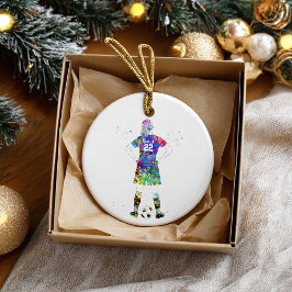 Female Soccer Player Keramik Ornament