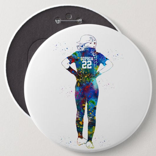 Female Softball Player Button (Vorne & Hinten)
