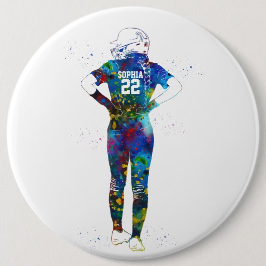 Female Softball Player Button (Vorderseite)
