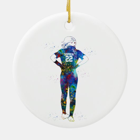 Female Softball Player Keramik Ornament (Hinten)