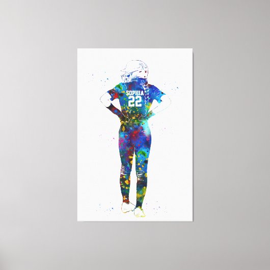 Female Softball Player Leinwanddruck (Vorderseite)