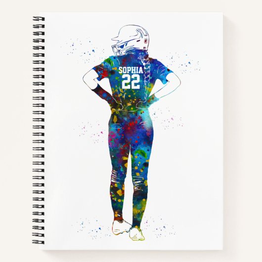 Female Softball Player Notizblock (Vorderseite)