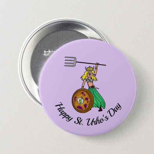 Female St. Urho's Day Round Button (Vorne & Hinten)
