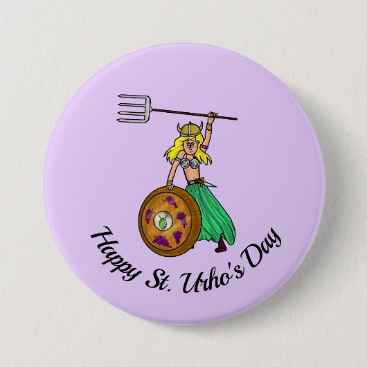 Female St. Urho's Day Round Button (Vorderseite)