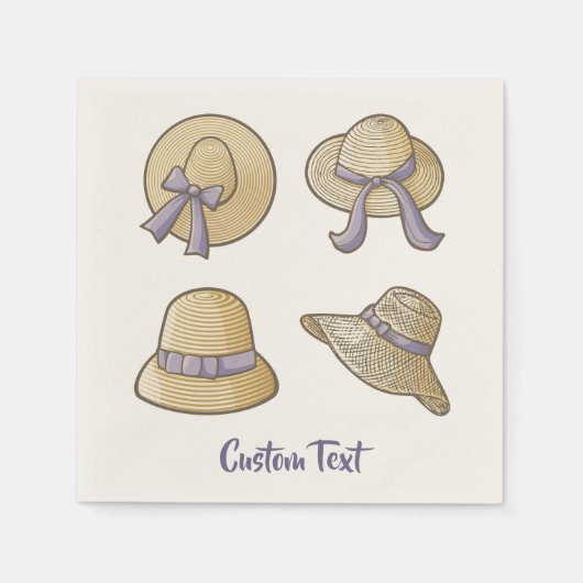 Female Summer Hats Beige Serviette (Vorderseite)