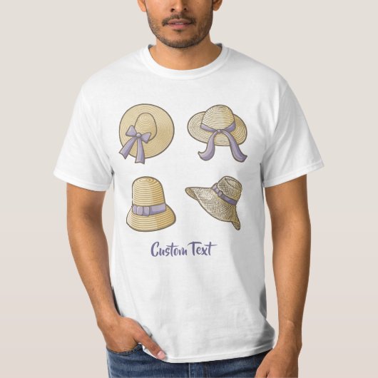 Female Summer Hats Beige T-Shirt (Vorderseite)