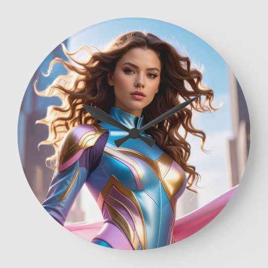 FEMALE SUPERHERO - SCI-FI FANTASY GROßE WANDUHR (Vorderseite)