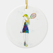 Female Tennis Player Keramik Ornament (Vorne)