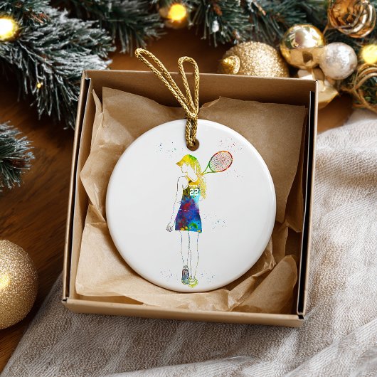 Female Tennis Player Keramik Ornament