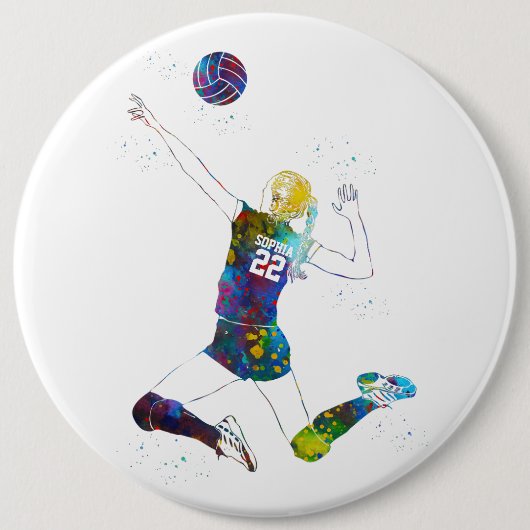 Female Volleyball Player Button (Vorderseite)