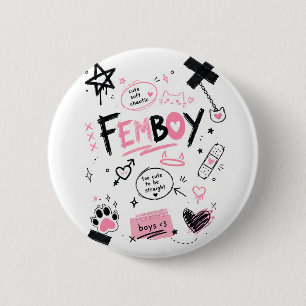 Femboy-Ästhetik Süß Sanft Chaotischer Kritzel Button