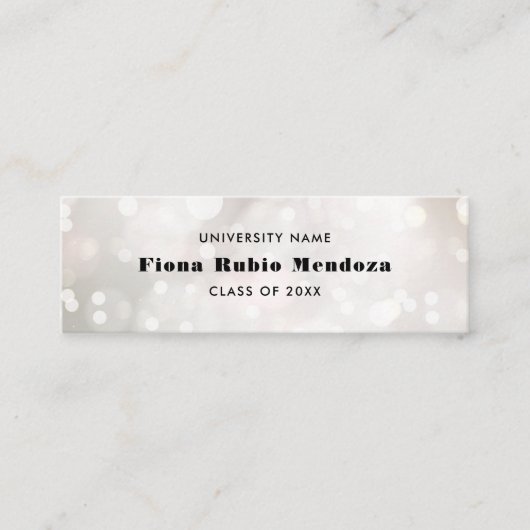 Femine White Bokeh Pearl Abschluss Name Beilage Mini Visitenkarte (Vorderseite)