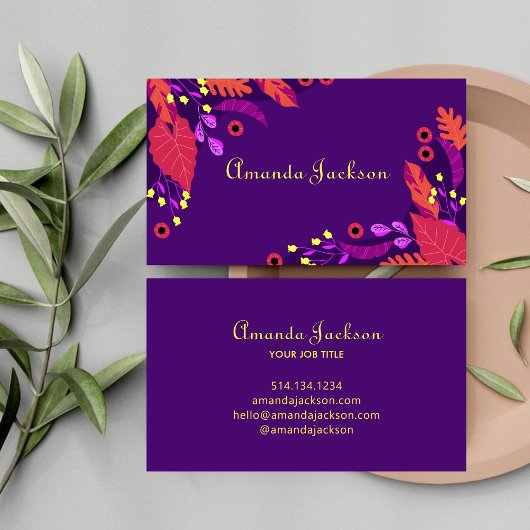 Feminée Colorful Tropical Blume Blumenschrift Visitenkarte