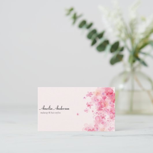 Feminée Pink Makeup Artist Haare Stylist Visitenkarte (Stehend Vorderseite)