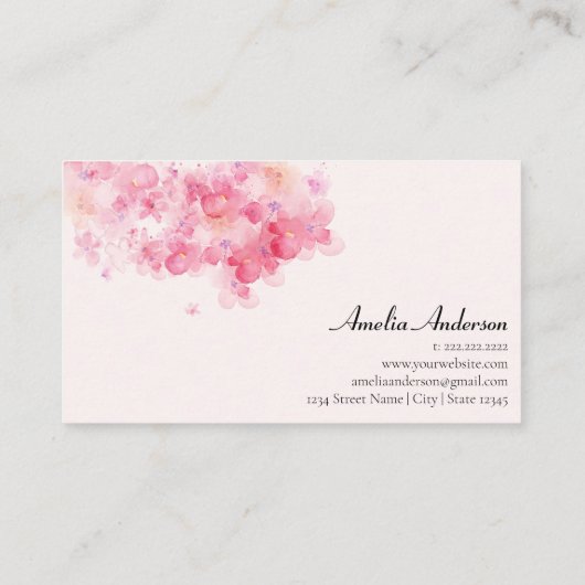 Feminée Pink Makeup Artist Haare Stylist Visitenkarte (Rückseite)