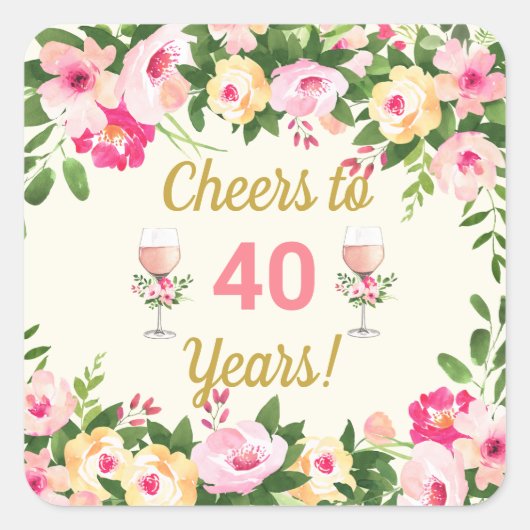 Feminin Cheers Birthday Favor Tag Stickers (Vorderseite)