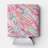 Feminin Hand gezeichnetes rosa, blumengeschmücktes Dosenkühler (Rückseite)