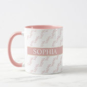 feminin Pink and Gold Floral Monogram Personalized Tasse (Links)