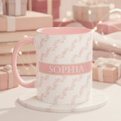 feminin Pink and Gold Floral Monogram Personalized Tasse