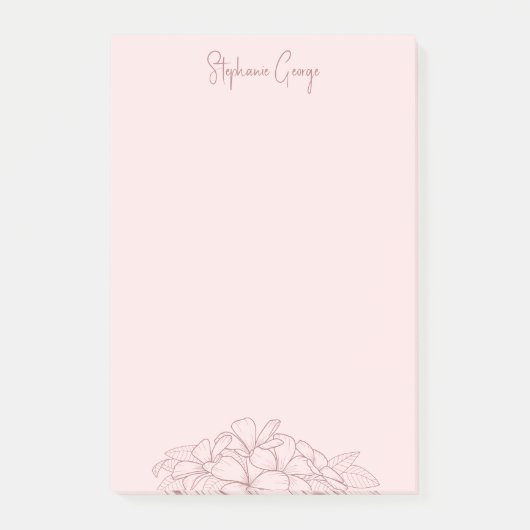 feminin pink, einfach blumenminimal botanisch post-it klebezettel (Vorderseite)