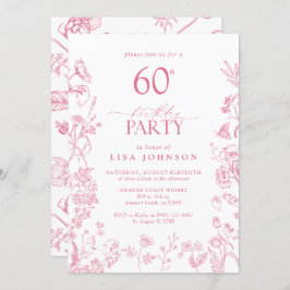 Feminine 60. Geburtstagsparty Pink Viktorianische  Einladung