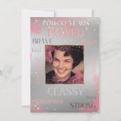 Feminine 80. Geburtstag Pink Funkelnd 2 Foto Einladung (Rückseite)