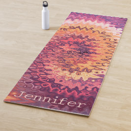 Feminine Abstrakt Swirl Lila und Orange Name Yogamatte