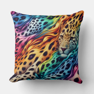 Feminine Akzente   Regenbogen-Leopardenprint Kissen