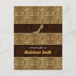 Feminine and Classy Cheetah Print and Stiletto Postkarte