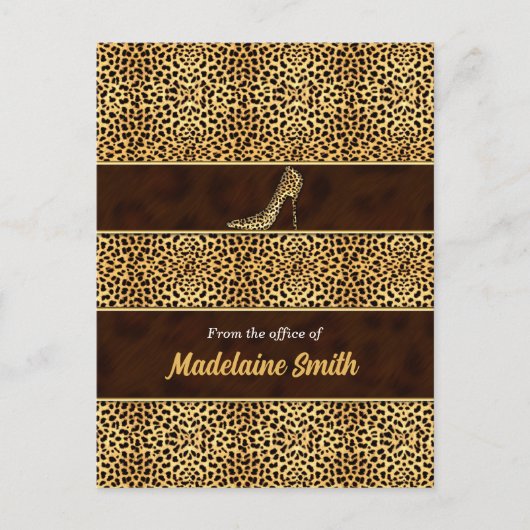 Feminine and Classy Cheetah Print and Stiletto Postkarte (Vorderseite)