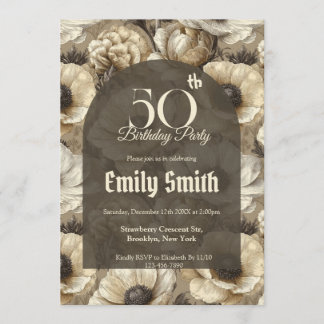 Feminine Anemones Accent Her Birthday Einladung