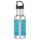 Feminine Aqua Blue Swirl Personalisiert Edelstahlflasche (Rückseite)