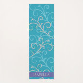 Feminine Aqua Blue Swirl Personalisiert Yogamatte (Vorderseite)