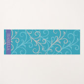 Feminine Aqua Blue Swirl Personalisiert Yogamatte (Vorderseite (Horizontal))
