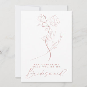 Feminine Art Rosé-Blüten Brautjungfer Vorschlag Einladung
