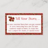 Feminine Barry Red Floral Business Card Rabattkarte (Rückseite)