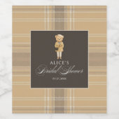 Feminine Bear Beige Brautparty Weinetikett (Einzelnes Label)