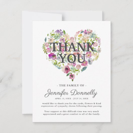 Feminine Beerdigung Dankeskarte (Vorderseite)